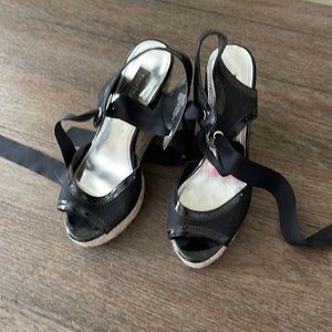 5.5 WHBM black espadrille wedges